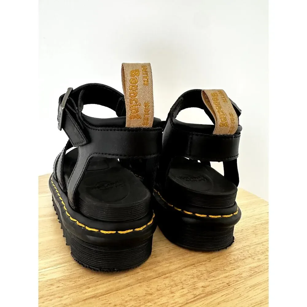 Dr. Martens Vegan Blaire Platform Sandals Black Strappy Women's Size 5 US / 3 UK